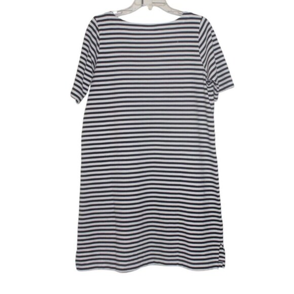 J Jill Shift Dress Navy & White Striped Pockets Knee Length Cotton Womens PM NWT - Picture 4 of 10